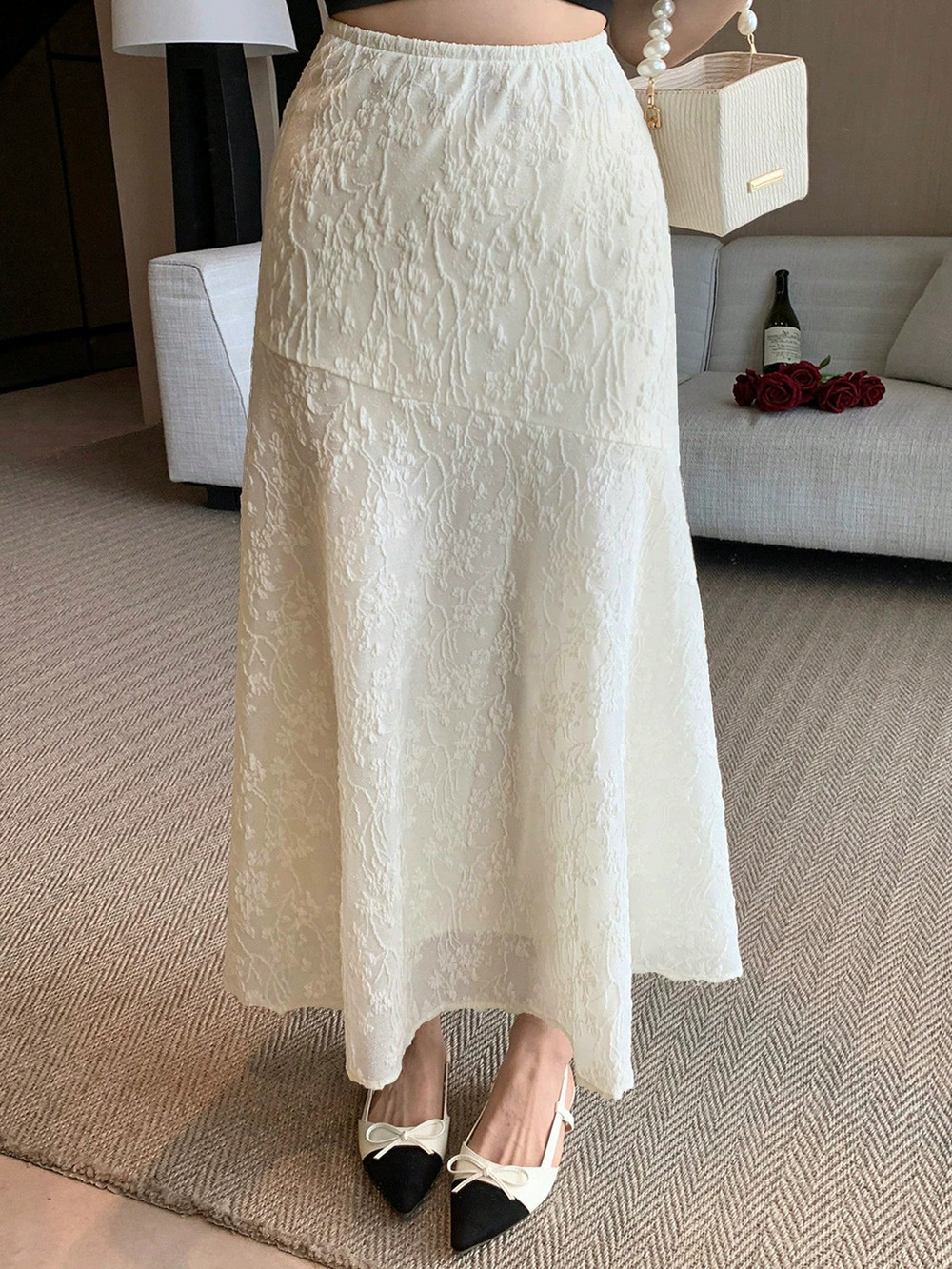 Zara Autumn Lace Crochet Slim Fit Skirt - Picture 4 of 6